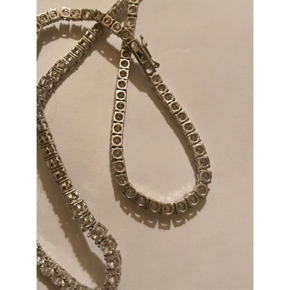 16 inch WHITE SAPPHIRE BLING NECKLACE - Picture 4 of 4